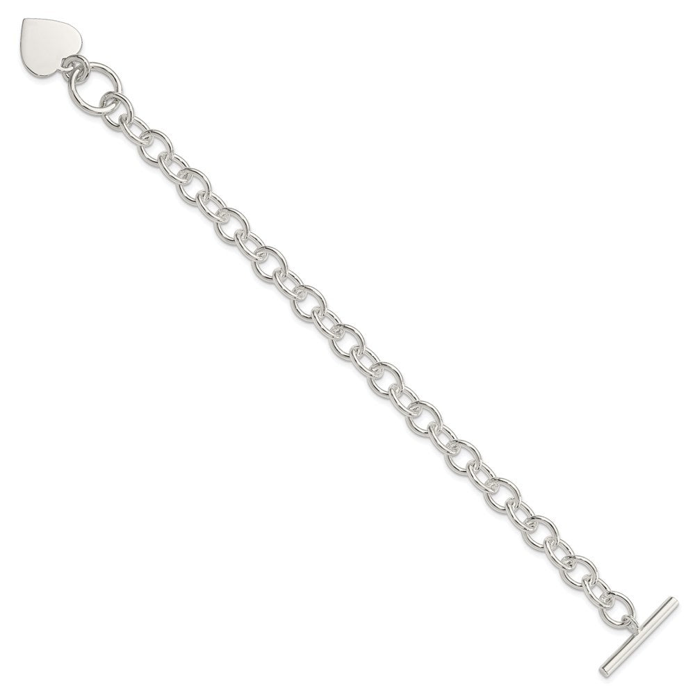 Sterling Silver Engraveable Heart Fancy Link Bracelet