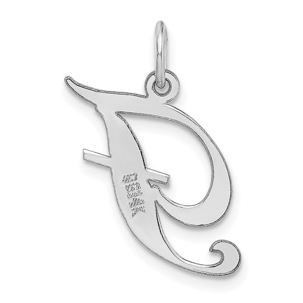 14k White Gold Medium Fancy Script Letter F Initial Charm Pendant