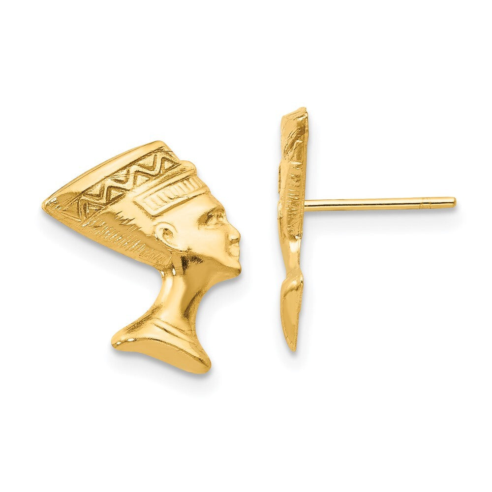 14k Yellow Gold Nefertiti Stud Earrings Gift for Women