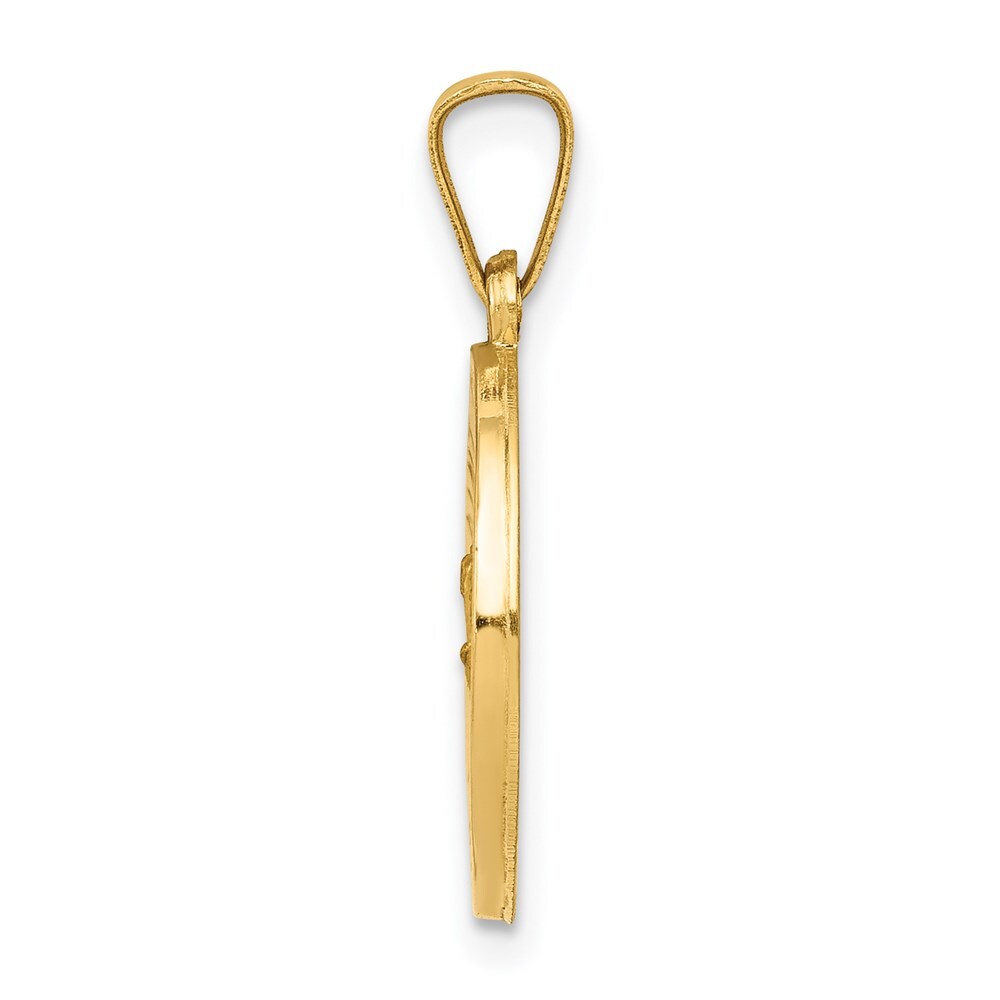 14k Yellow Gold Polished and Satin St. Christopher Medal Hollow Pendant