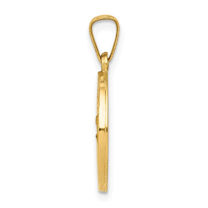 14k Yellow Gold Polished and Satin St. Christopher Medal Hollow Pendant