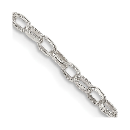Sterling Silver 3mm Fancy Patterned Rolo Chain Necklace