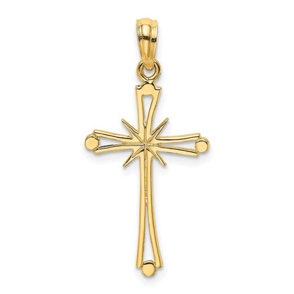 14k Yellow Gold Polished  X Center Cross Charm Pendant for Women