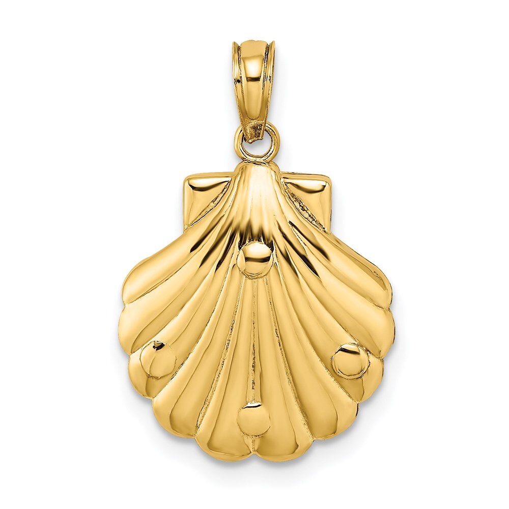 14k Yellow Gold Reversible Starfish and Coral in Shell Charm Pendant for Women