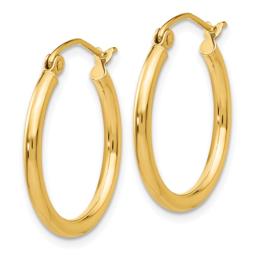 14k Yellow Gold Polished 2x20mm Tube Hoop Earrings