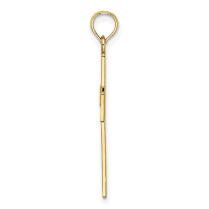 14k Yellow Gold Polished Square Cross  Heart Design Charm Pendant for Women