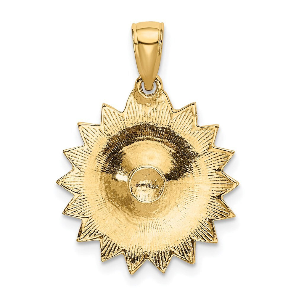 14k Yellow Gold Enameled White Daisy Flower Pendant for Women