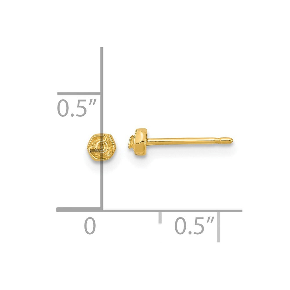 14k Yellow Gold Polished Rose Stud Earrings Gift for Women