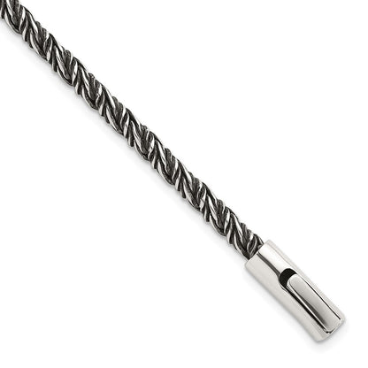 Sterling Silver Antiqued  3.75mm Twisted Franco Chain Bracelet 8" Bracelet