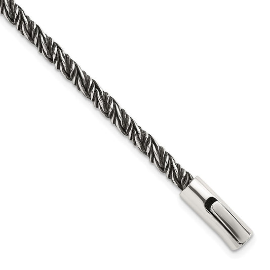 Sterling Silver Antiqued  3.75mm Twisted Franco Chain Bracelet 8" Bracelet