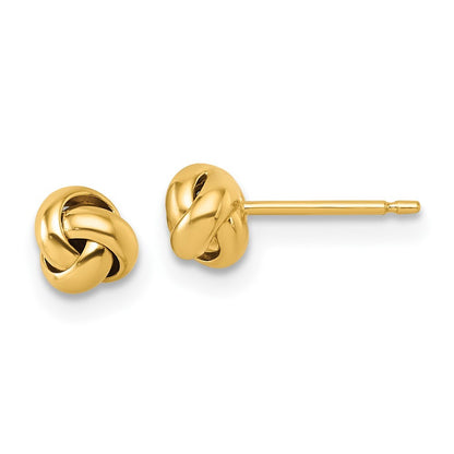 14k Yellow Gold Polished Love Knot Stud Earrings Gift for Women