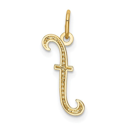 14k Yellow Gold Letter F Initial Charm Pendant for Women