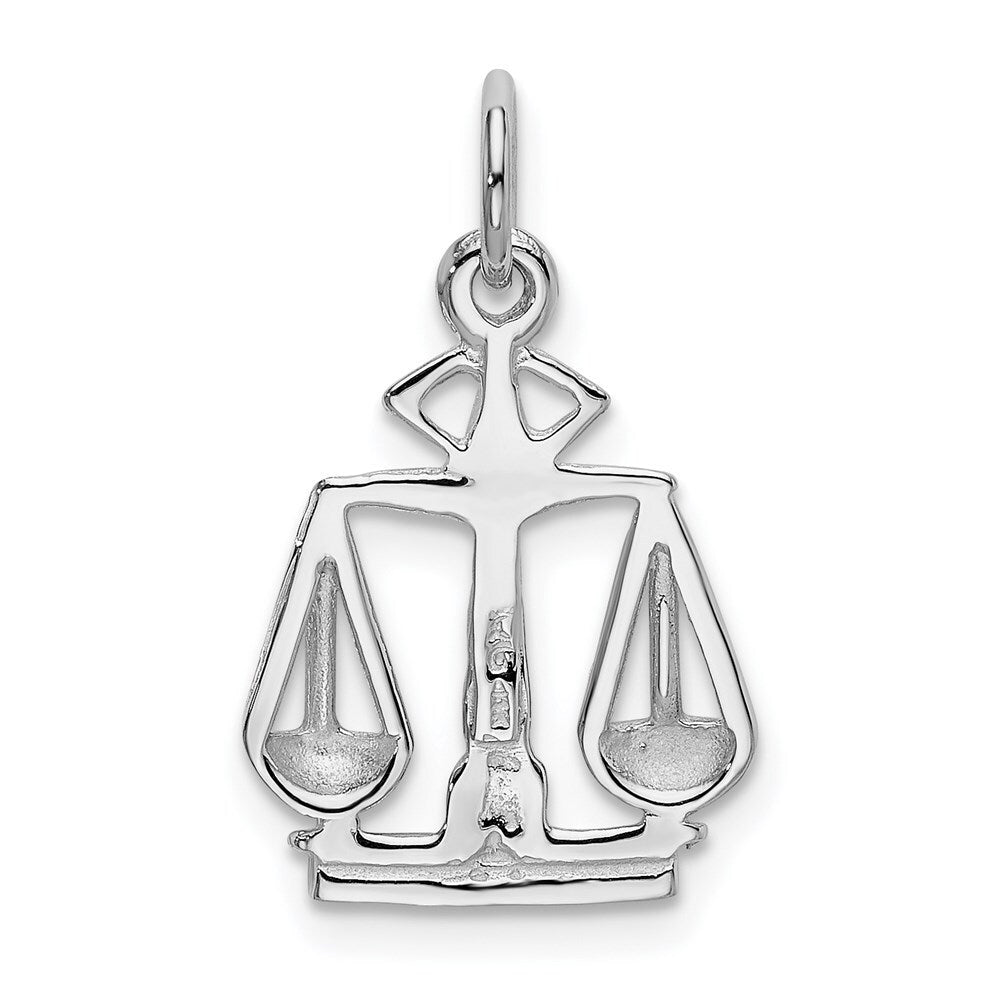 14k White Gold Flat-Backed Scales of Justice Charm Pendant for Women