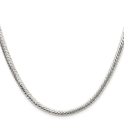 Sterling Silver Polished 4.1mm Double Oval Flat Chain Necklace