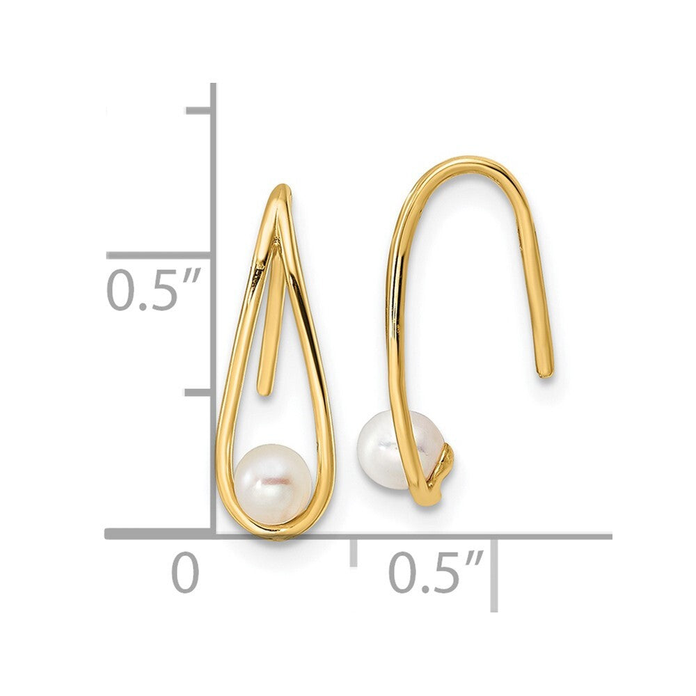 14k Yellow Gold Freshwater Cultured Pearl Teardrop Stud Earrings Gift for Women