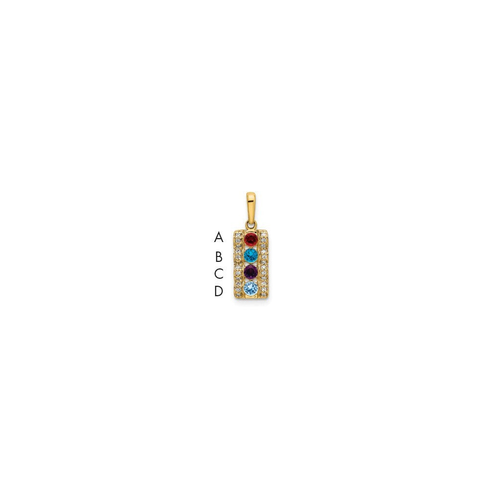 14k Yellow Gold Family Jewelry Diamond Semi-Set Pendant for Women