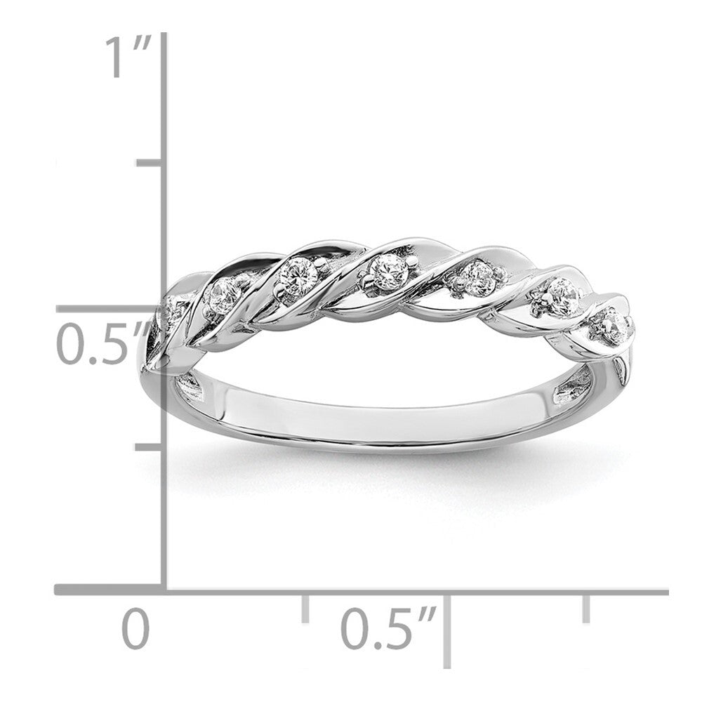 Sterling Silver RH Polished CZ Twisted Ring Size 6