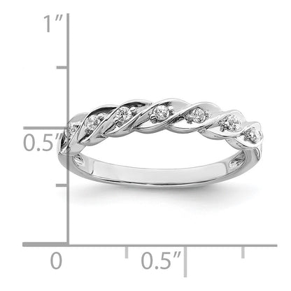 Sterling Silver RH Polished CZ Twisted Ring Size 6