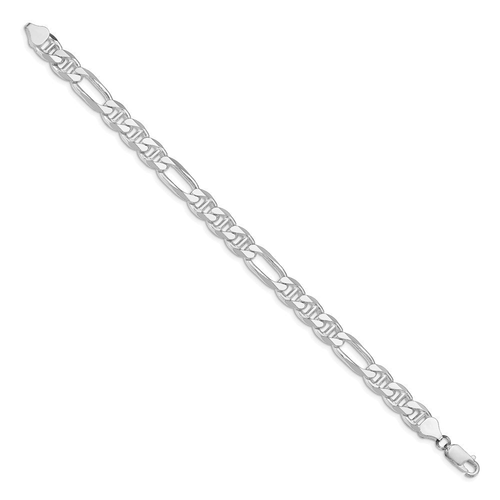 Sterling Silver Rhodium-plated 8.25mm Figaro Anchor Chain Bracelet