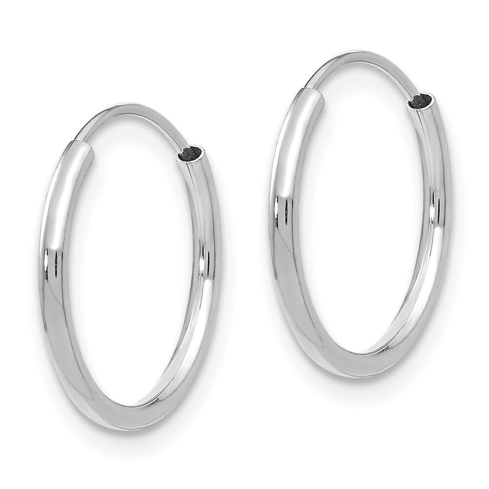 14k White Gold Endless Hoop Earrings Gift for Women