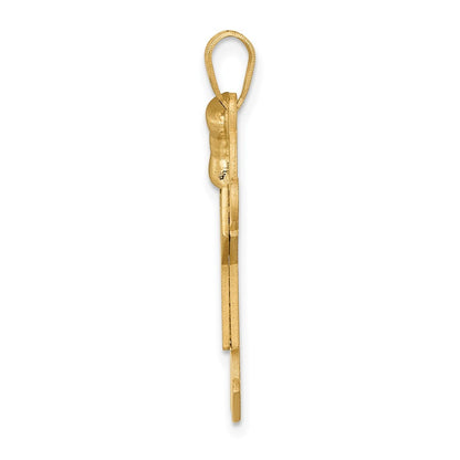 14k Yellow Gold Solid Engravable Girl with Bow on Left Charm