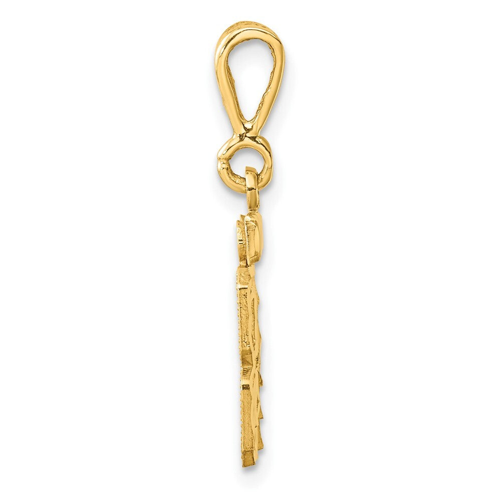 14k Yellow Gold Small Brushed Diamond-cut Number 84 Charm Pendant for Women