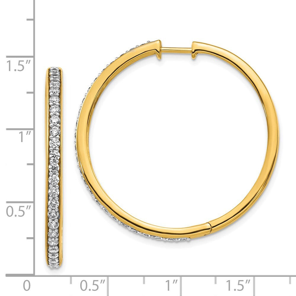 14k Yellow Gold Diamond Hinged Hoop Earrings