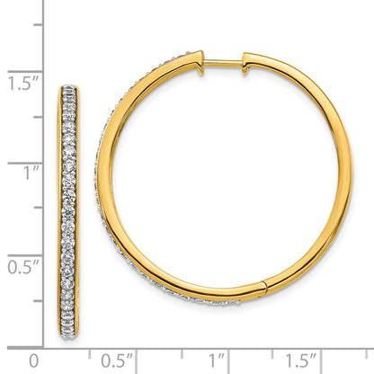 14k Yellow Gold Diamond Hinged Hoop Earrings