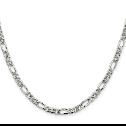 Sterling Silver 4.3mm Pav� Flat Figaro Chain