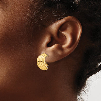 14k Yellow Gold Polished Fancy Omega Back Stud Earrings
