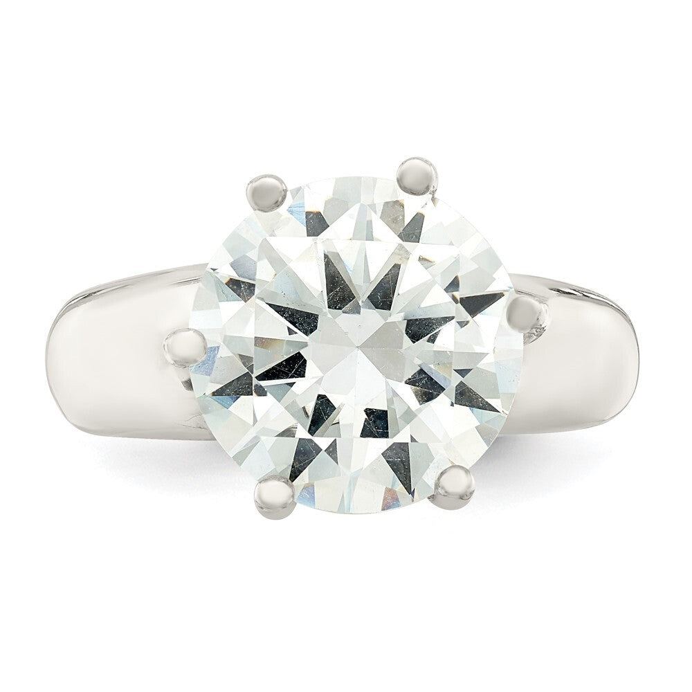 Sterling Silver Solitaire Round Cubic Zirconia Ring Size 8