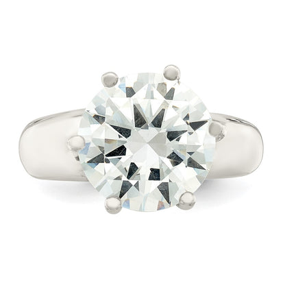 Sterling Silver Solitaire Round Cubic Zirconia Ring Size 8
