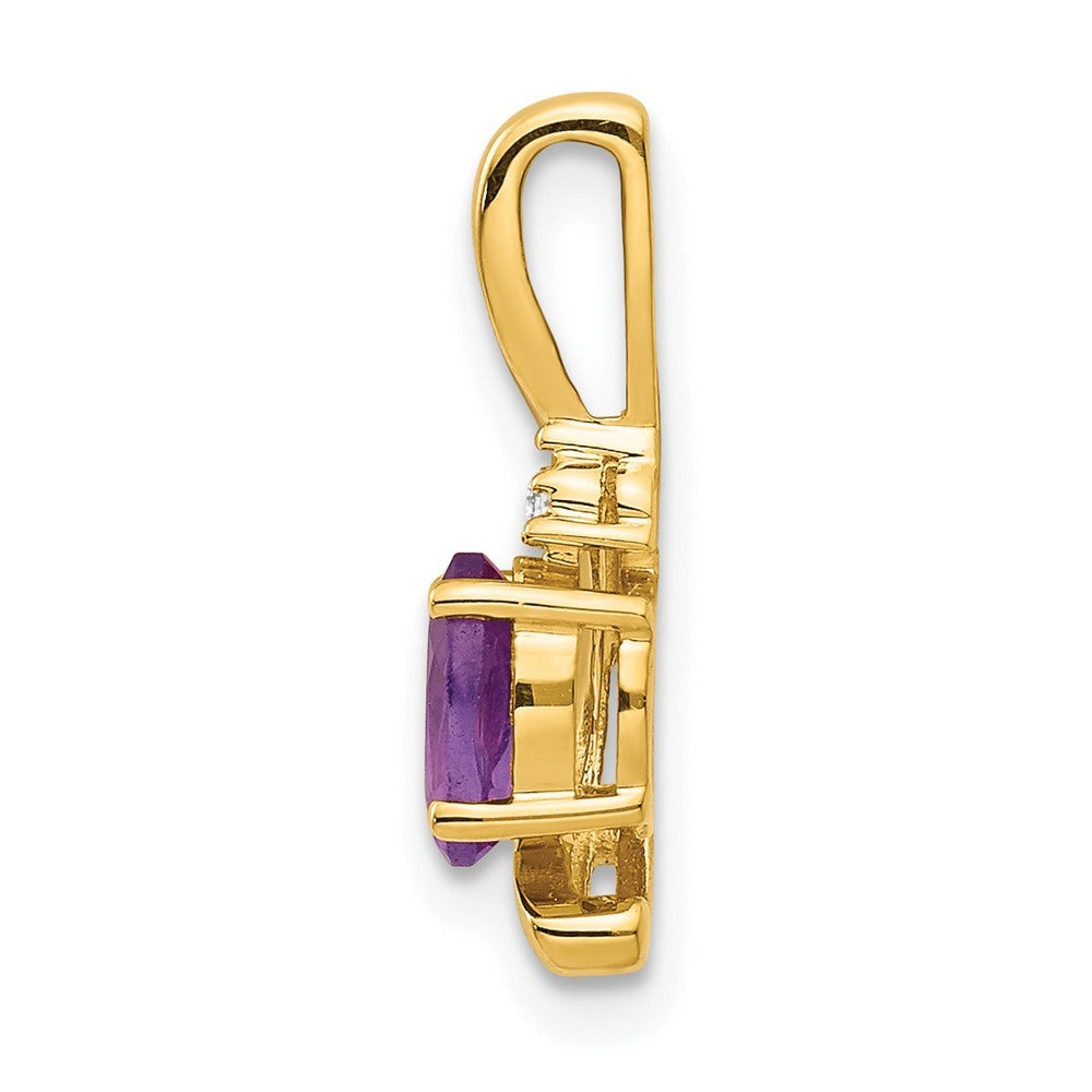 14k Yellow Gold Amethyst and Diamond Pendant