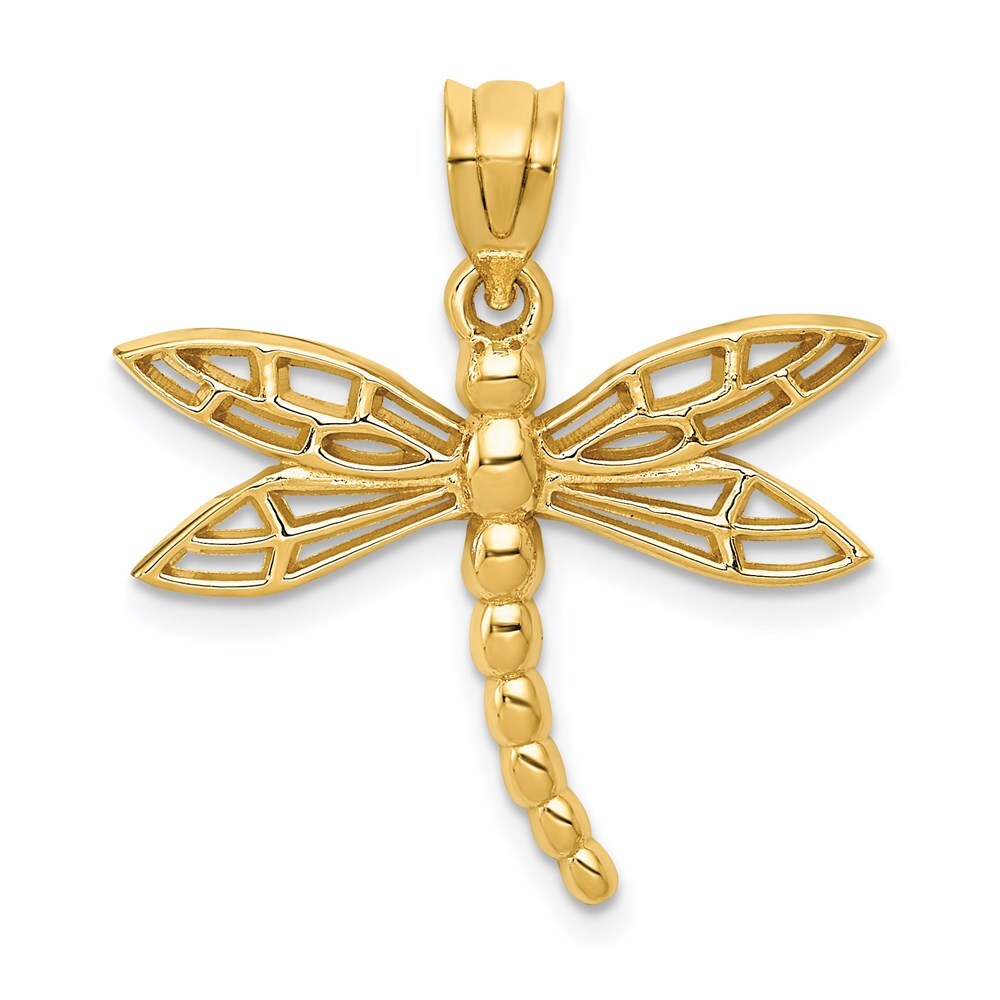 14k Yellow Gold Dragonfly Charm Pendant for Women