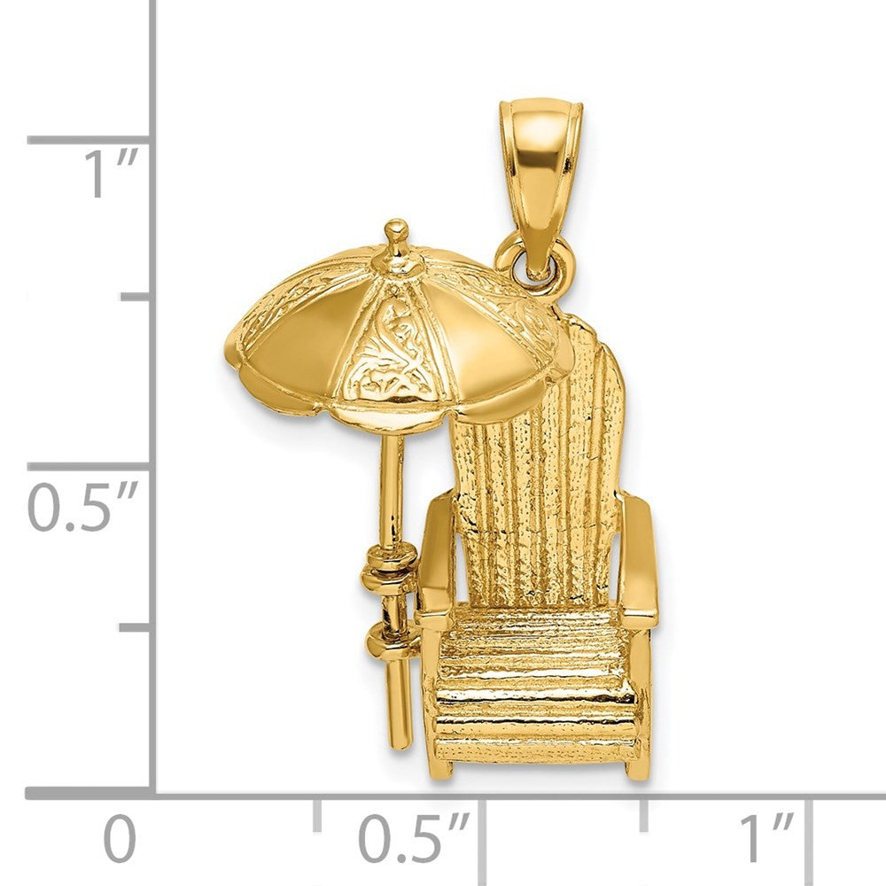14k Yellow Gold 3-D Beach Chair w Umbrella Charm