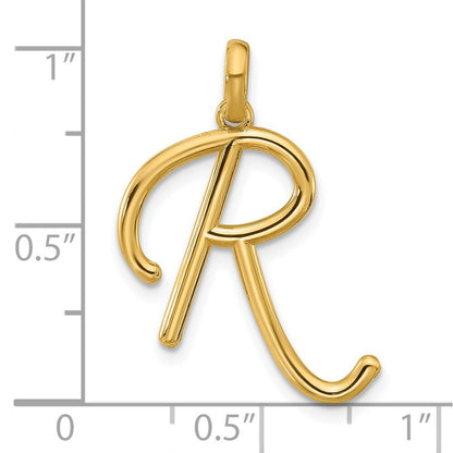 14k Yellow Gold Fancy Letter R Pendant for Women