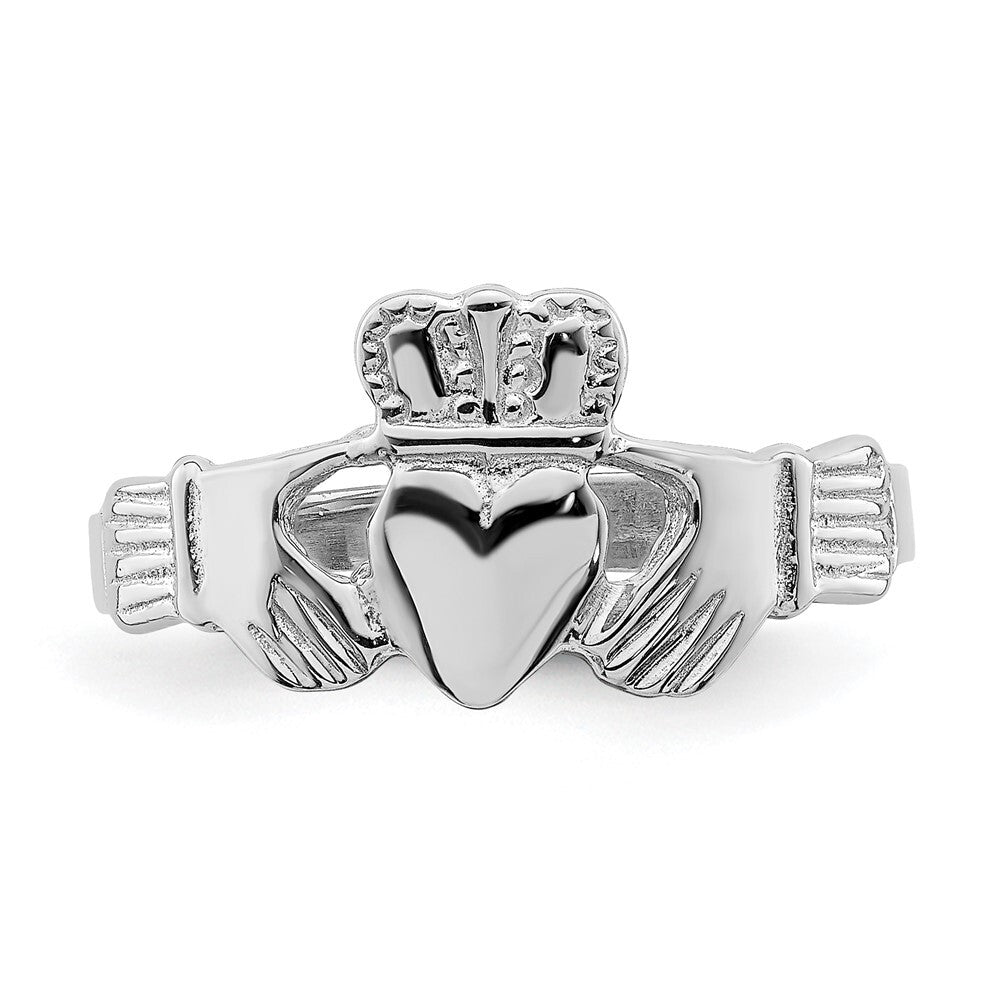 14k White Gold Claddagh Ring Size 7