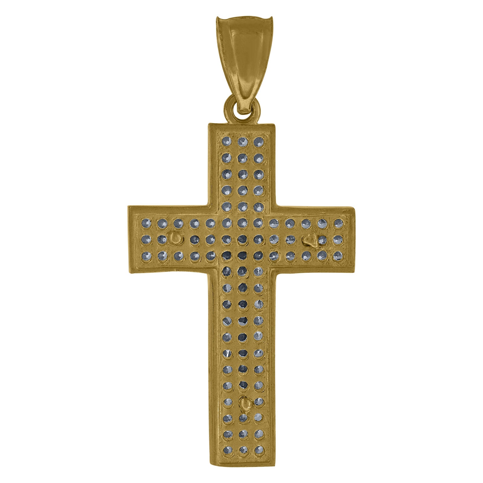 10kt Gold Two-Tone Cubic-Zirconia Cross Crucifix Religious Charm Pendant