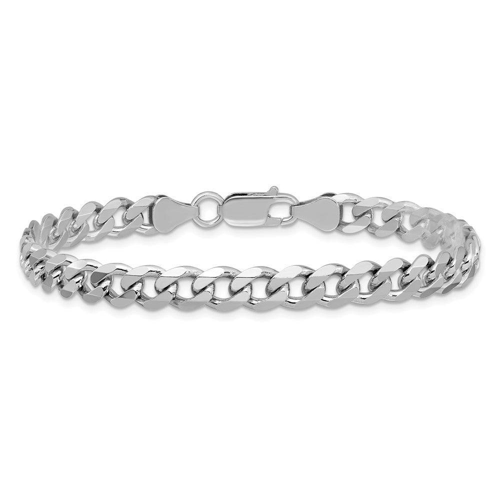 Sterling Silver Rhodium-plated 6.5mm Curb Chain Bracelet
