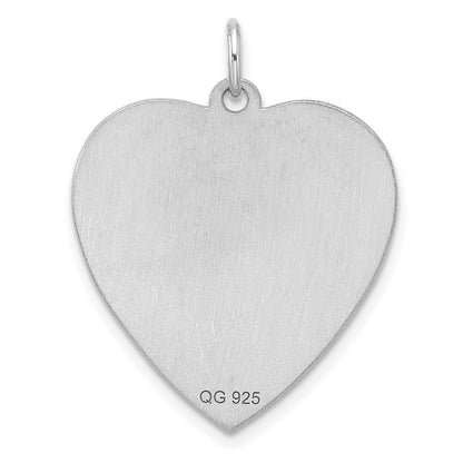 Sterling Silver Engraveable Heart Polished Front/Satin Back Disc Charm