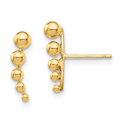 14k Yellow Gold Graduated Ball Stud Earrings Gift for Women