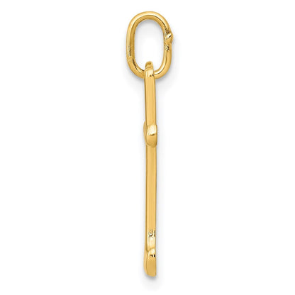 14k Yellow Gold Letter T Initial Charm Pendant