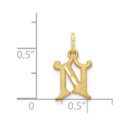 14k Yellow Gold Letter N Initial Charm Pendant for Women