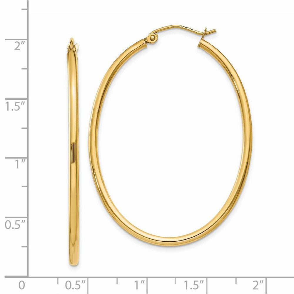 14k Yellow Gold Oval Polished Hoop Earring