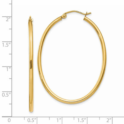 14k Yellow Gold Oval Polished Hoop Earring
