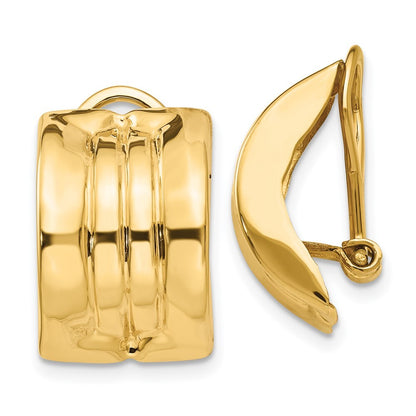 14k Yellow Gold Omega Clip Non-pierced Hoop Earrings