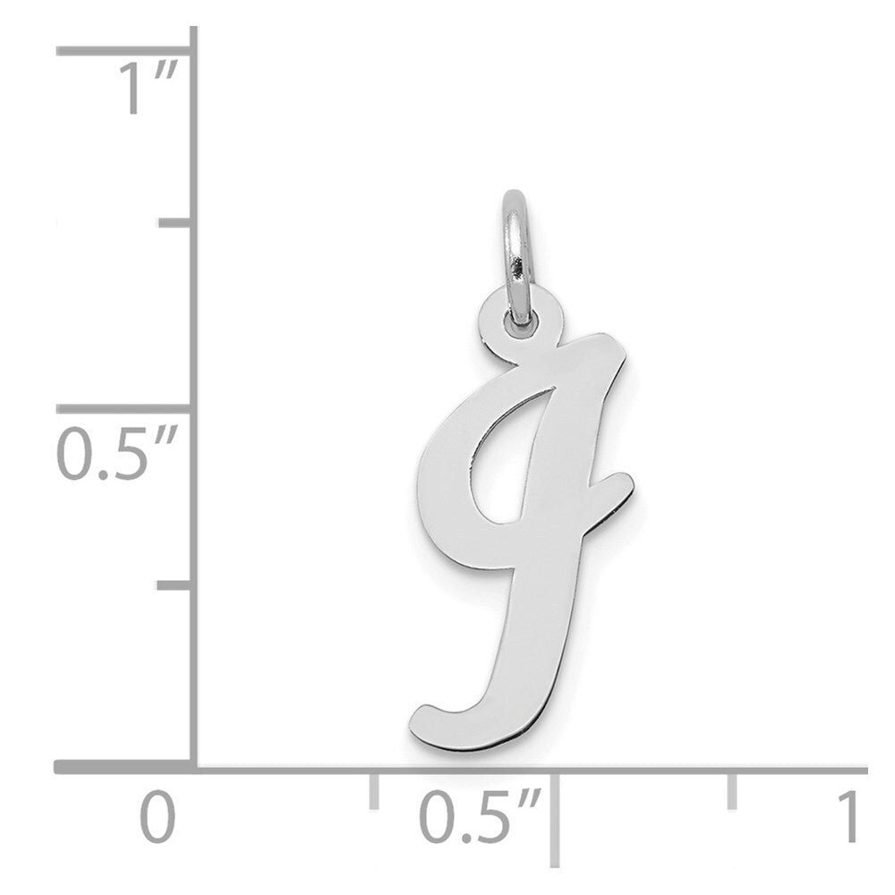 14k White Gold Medium Script Letter I Initial Charm Pendant for Women