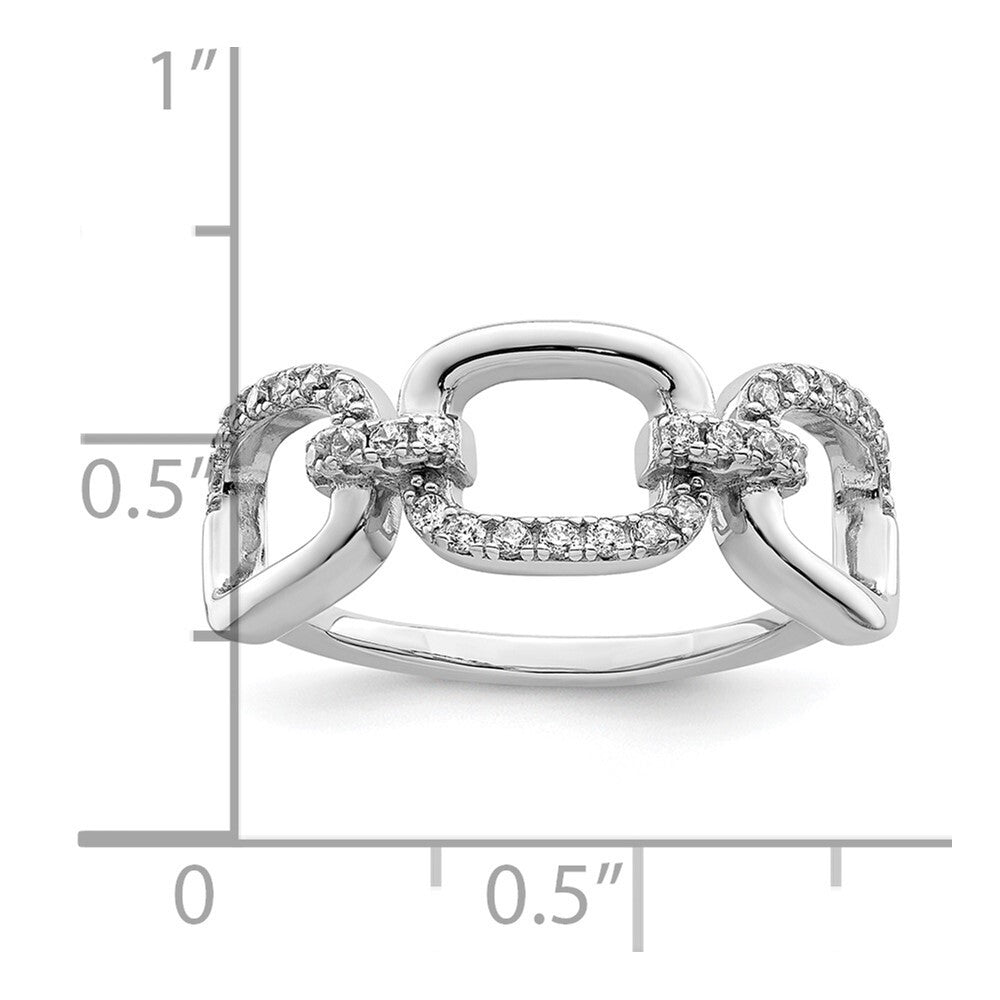 Sterling Silver Rhodium-plated Polished CZ 3 Square Ring Size 7