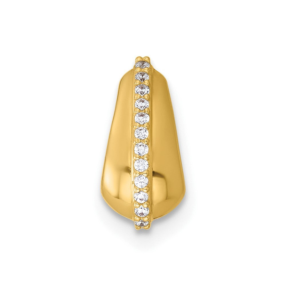 14k Yellow Gold Polished CZ Domed Teardrop Chain Slide Pendant