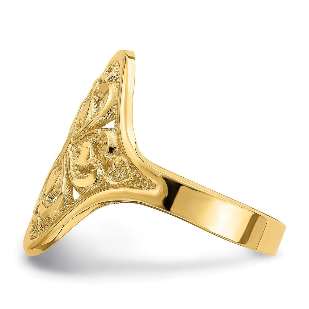 14K Yellow Gold Diamond-cut Filigree Ring